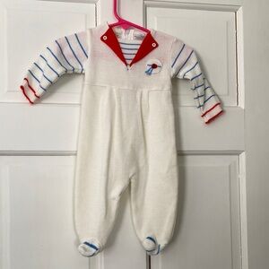 Sailor Style Kids Footie with Red Accents